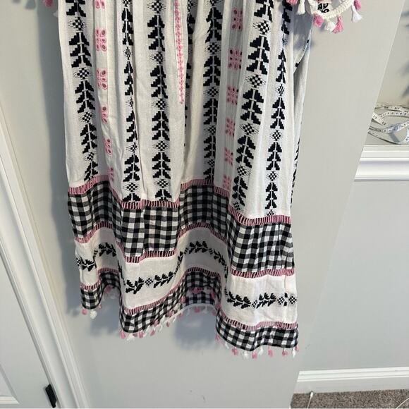 Dodo Bar Or White Pink Black Tassel Embroidered Mini Dress M/L - Picture 10 of 14